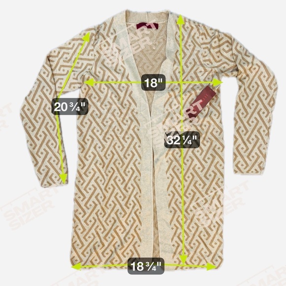 NWT Long Open Cardigan Med Geometric Oversized Boho Lagenlook Layering MSRP $64 - Picture 5 of 5